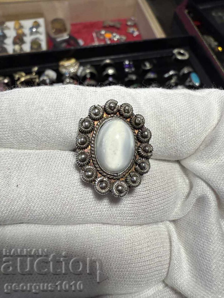 Silver filigree ring with moonstone №7593 Silver filigree ring with moonstone №7593