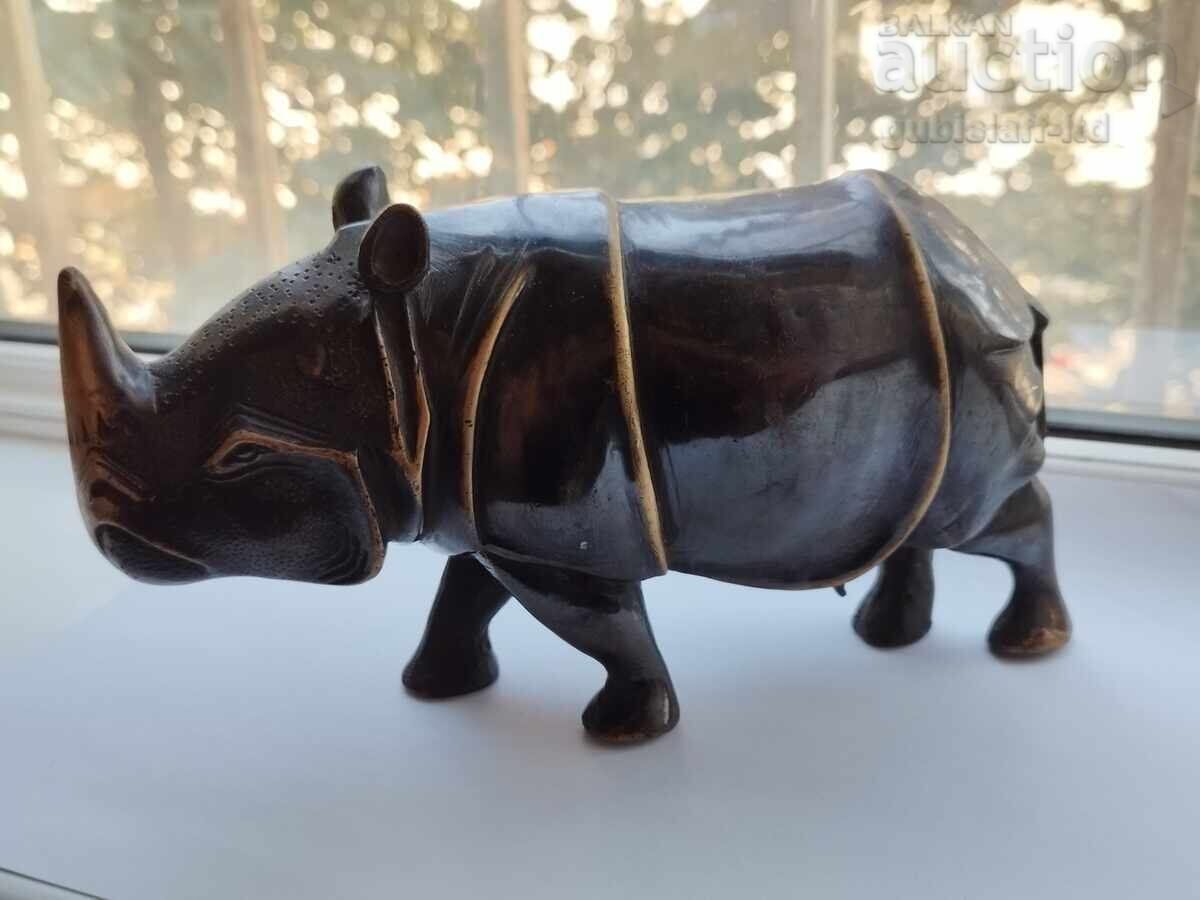 Bronze figure, sculpture, rhinoceros