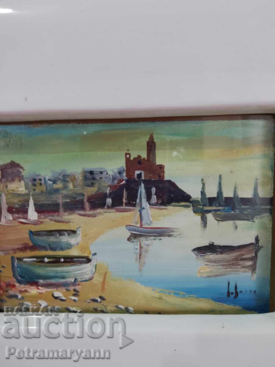 Seascape painting in a porcelain frame - 5