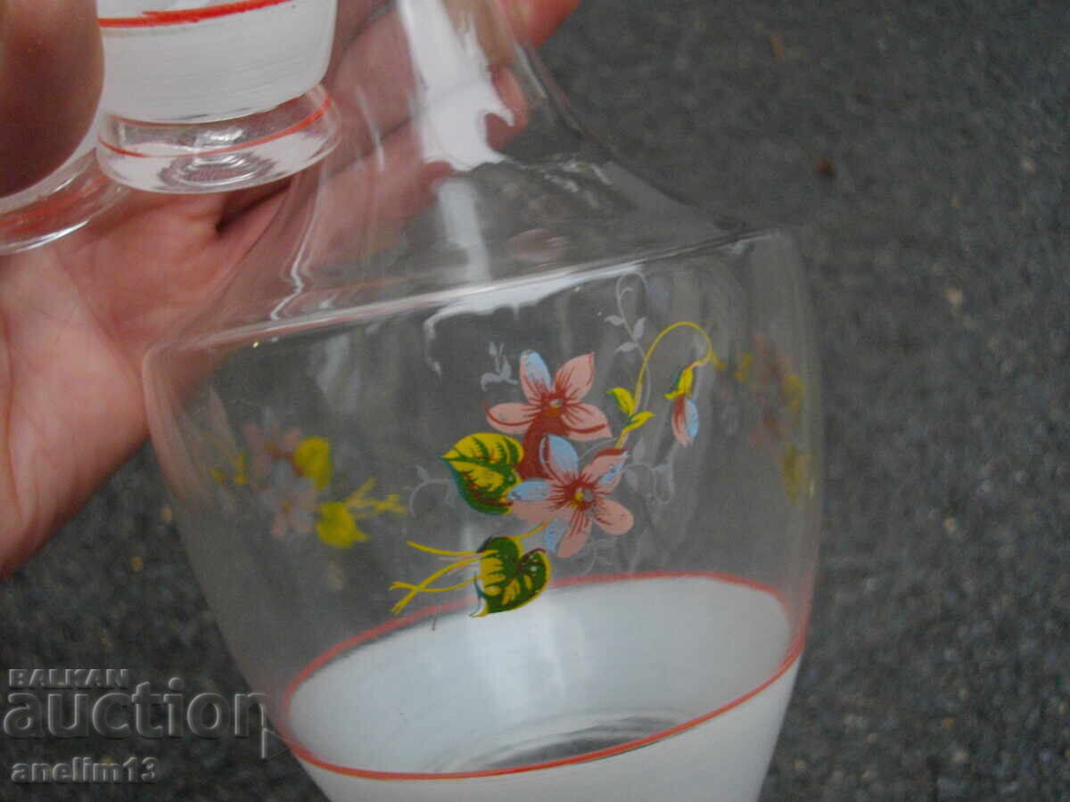 GLASS SERVICE HAND-PAINTED DECANTER WITH TWO SHOTS FOR RAKIYA - 7 GLASS SERVICE HAND-PAINTED DECANTER WITH TWO SHOTS FOR RAKIYA - 7