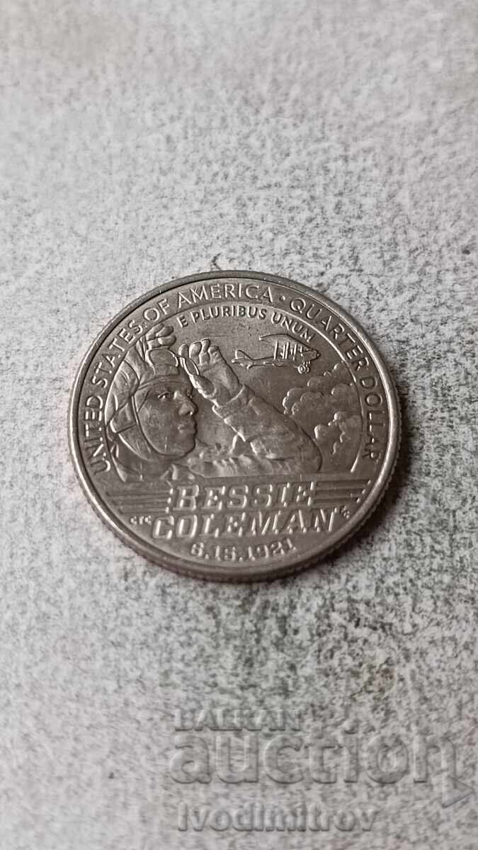 ΗΠΑ 25 λεπτά 2023 D Bessie Coleman (1892-1926) αεροπόρος