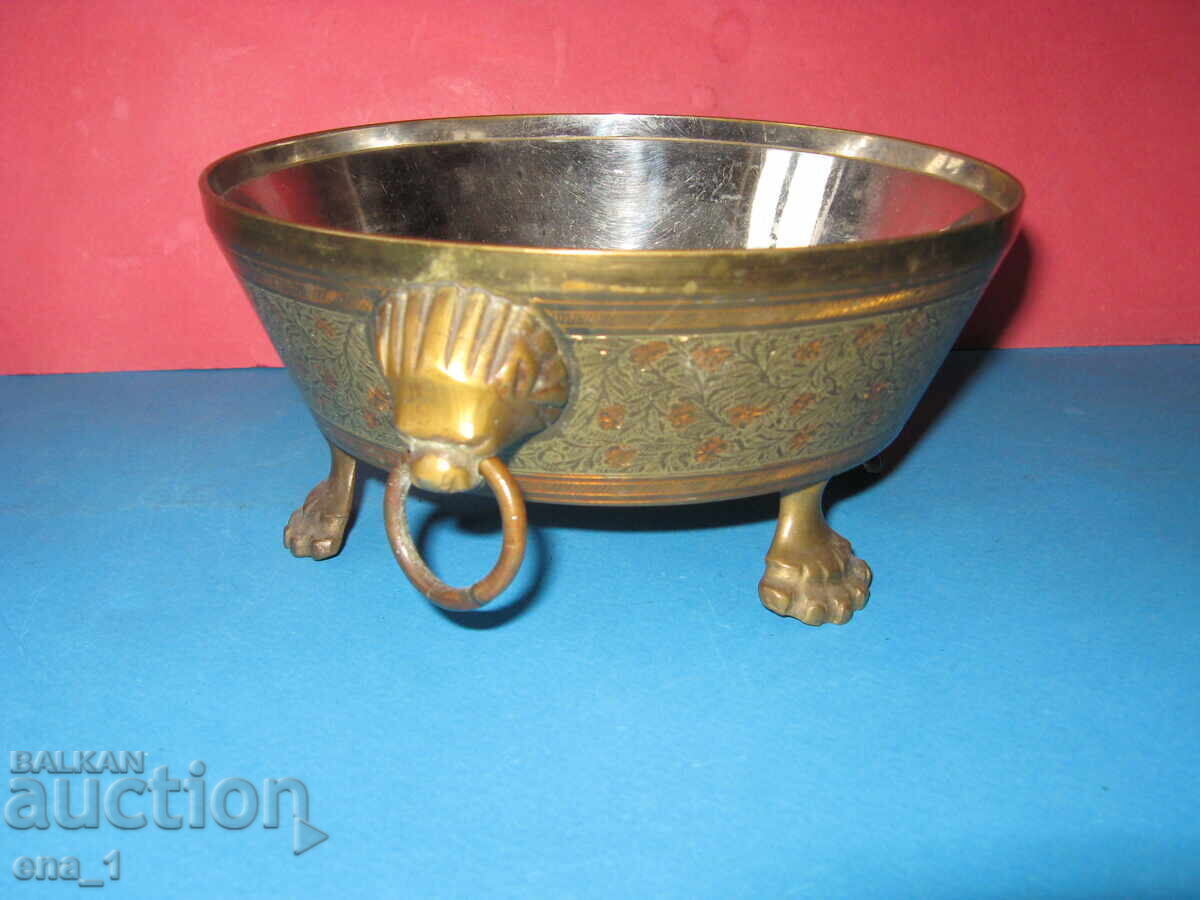 Bol decorativ vintage, stil oriental, din alamă - 5 Bol decorativ vintage, stil oriental, din alamă - 5
