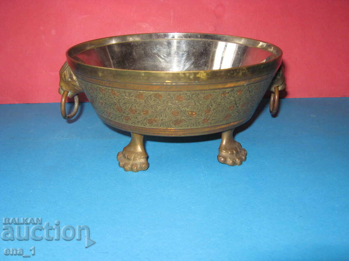Bol decorativ vintage, stil oriental, din alamă - 6 Bol decorativ vintage, stil oriental, din alamă - 6