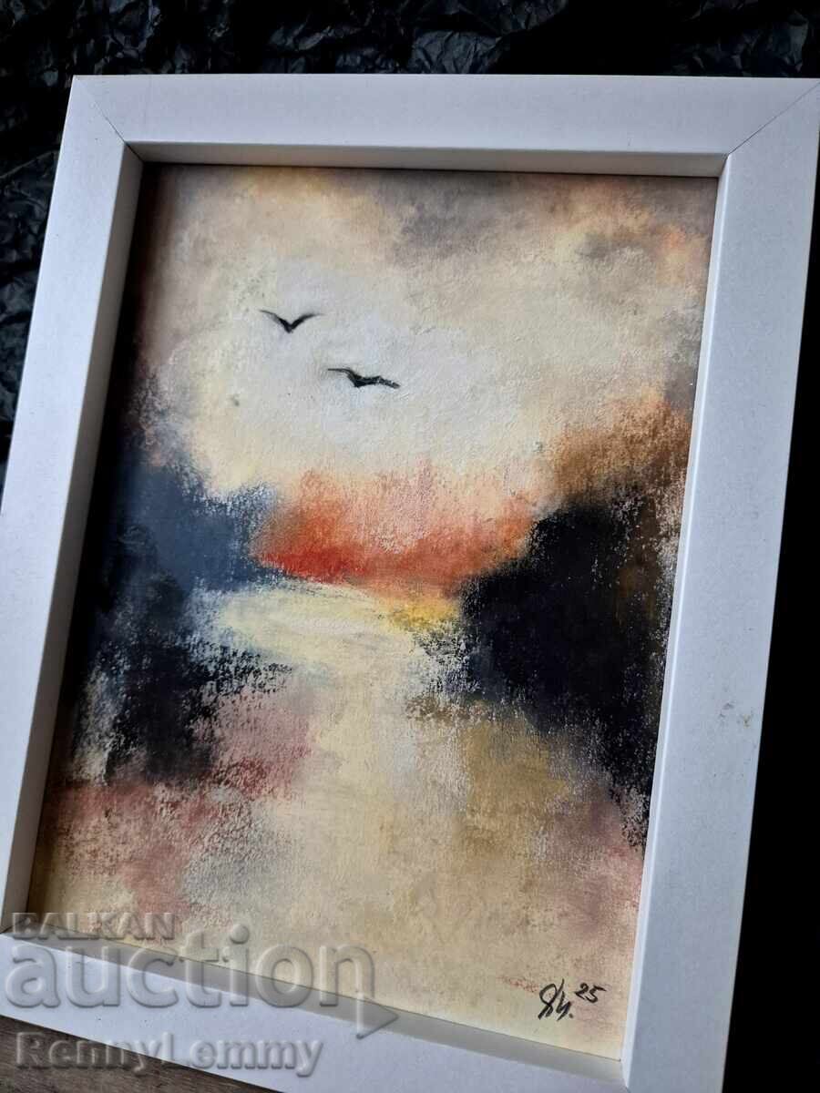 Auction Silence, pastel painting, original Auction Silence, pastel painting, original