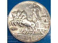 1 Liră 1912 Italia Victor Emanuel argint