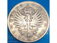 1 Liră 1906 Italia Savoia Victor Emanuel al III-lea argint