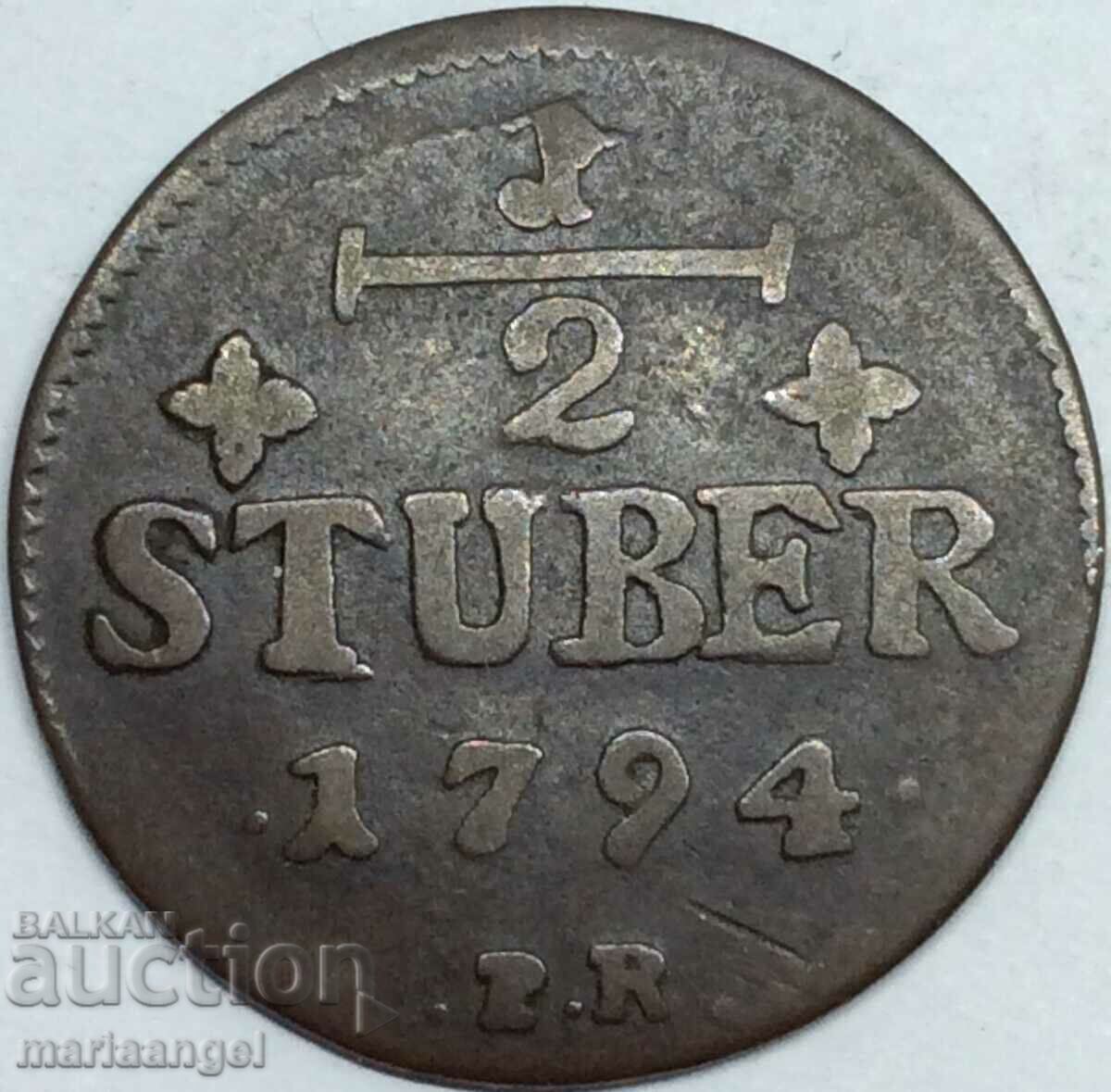 Παράδοση 1/2 Stuber 1794 Γερμανία Jülich Berg Karl Theodor 26 χλστ Παράδοση 1/2 Stuber 1794 Γερμανία Jülich Berg Karl Theodor 26 χλστ
