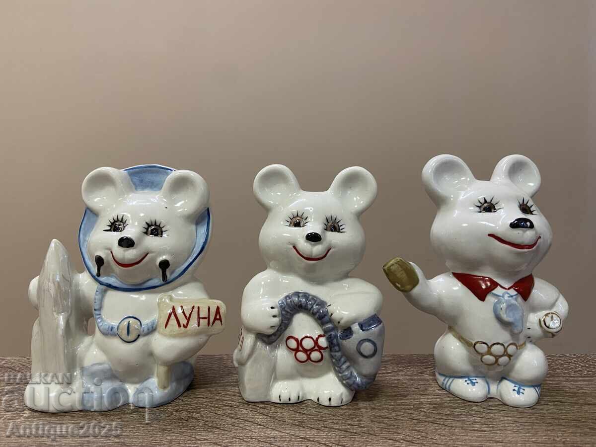Συλλογή vintage πορσελάνινων φιγούρων "Ολυμπιακό Αρκουδάκι"