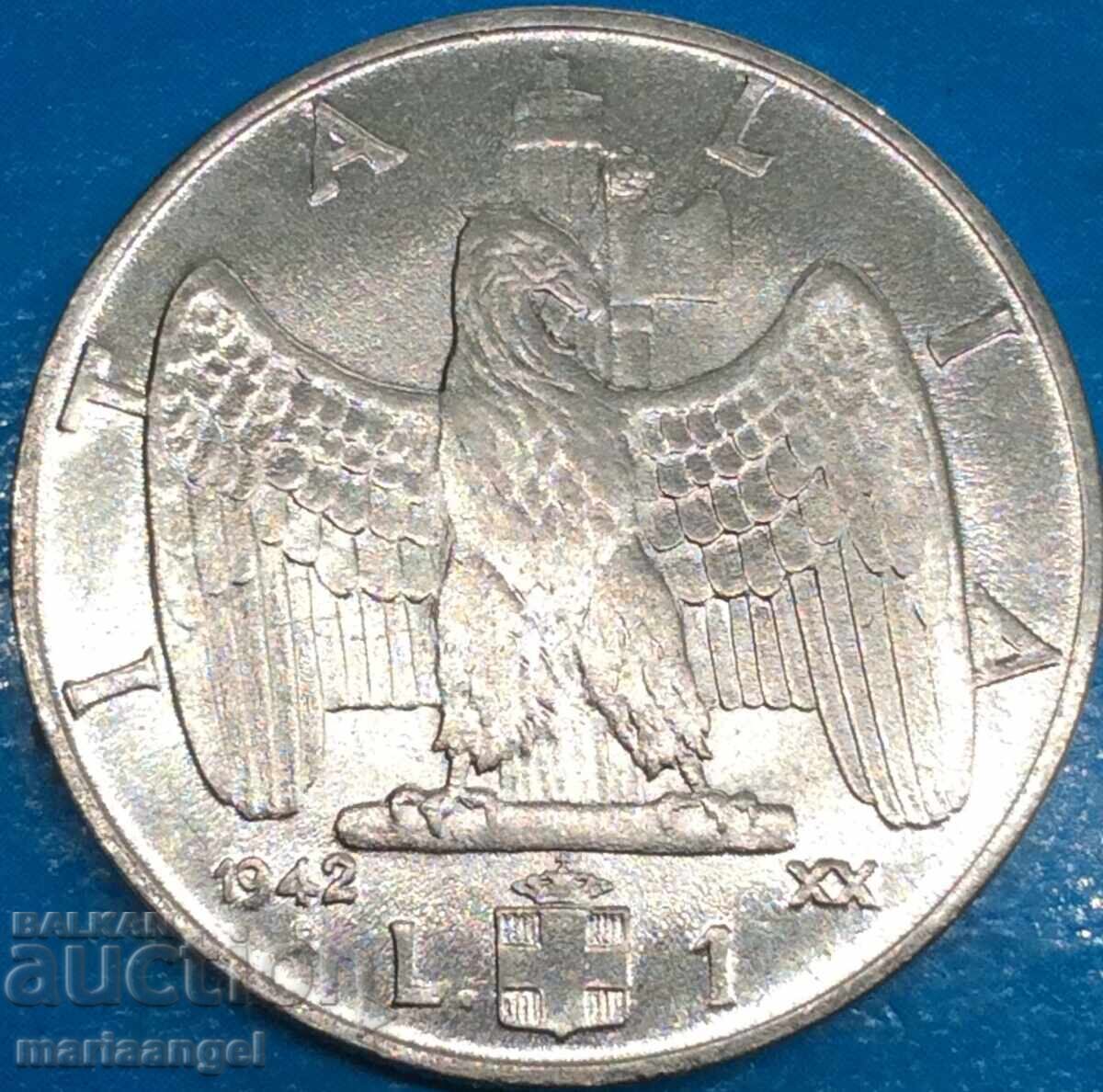Auction  1 Lira 1942 Italy Victor Emmanuel III Fascist Eagle