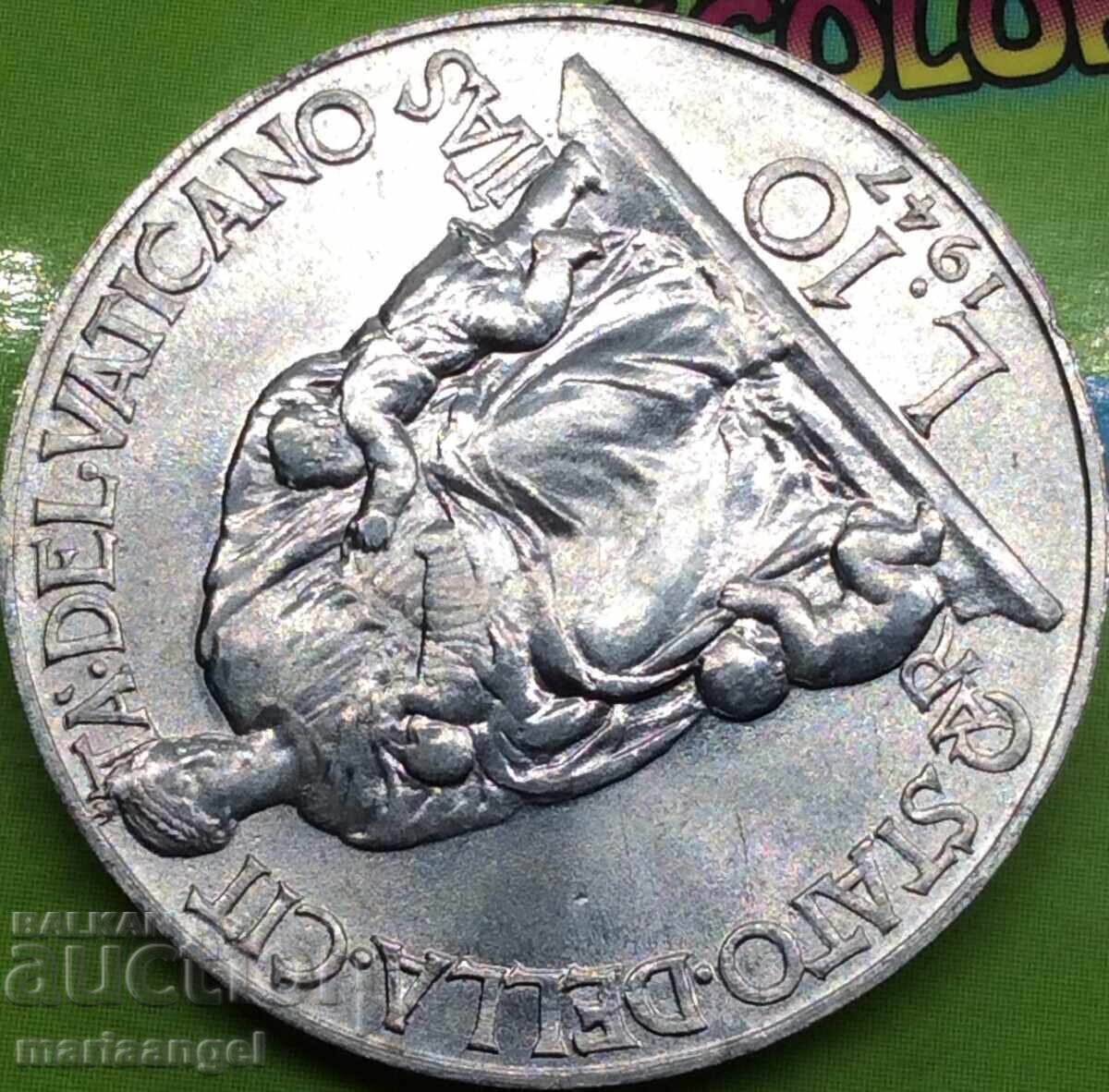 10 лири 1947 Ватикан Пий XII UNC FDS - доста рядка - 6
