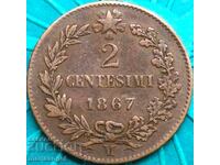 2 centesimi 1867 M - Milan Italy centesimi