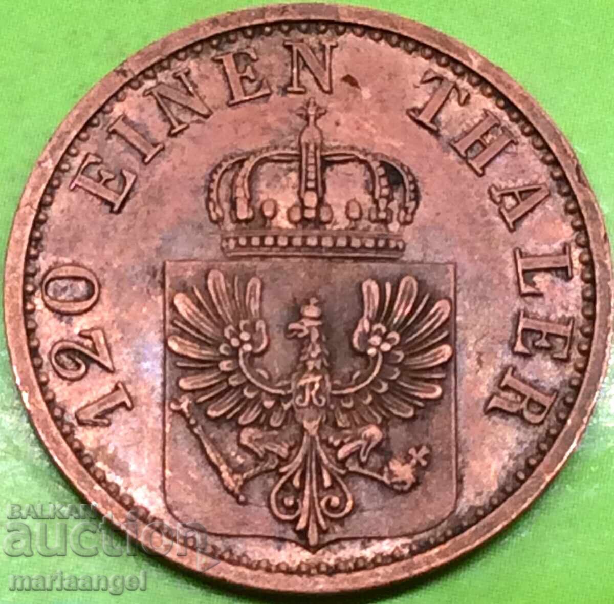 Prussia 3 pfennig 1870 Germany 24mm copper
