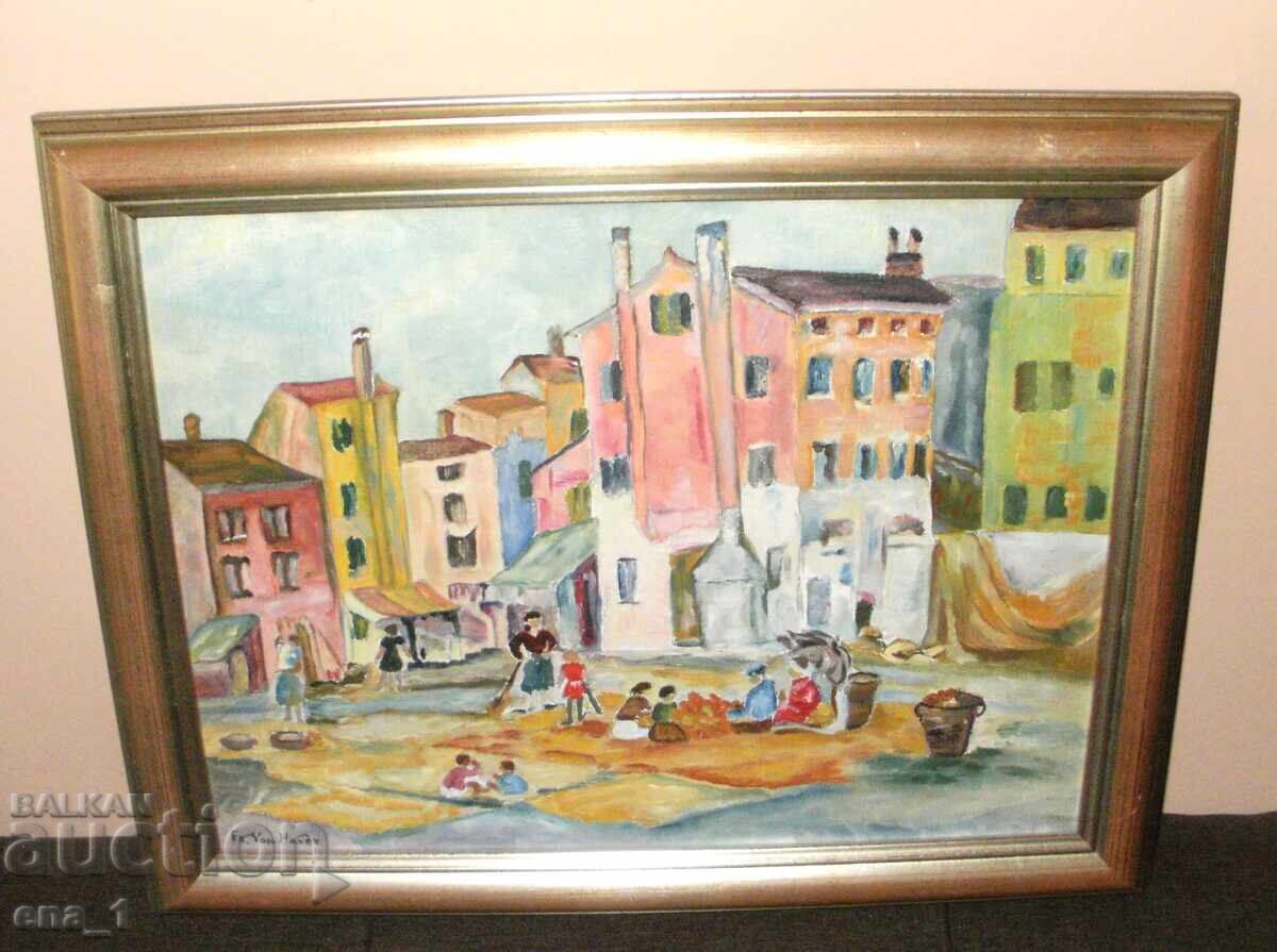 Δημοπρασία Βελγική ελαιογραφία Πλατείας στο Béguinage de Lierre