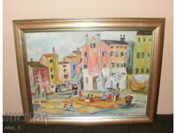 Belgian oil painting of a Square in Béguinage de Lierre