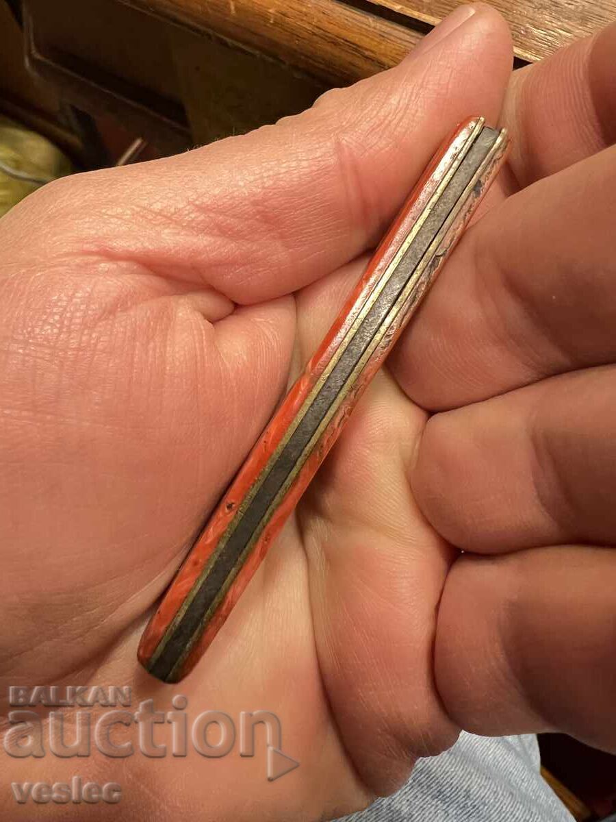 Δημοπρασία Βουλγαρικό Παλιό τσεπάκι Μαχαίρι Μαχαίρι Δρεπάνι Σφυρί Κόκκινο Μάρμαρο