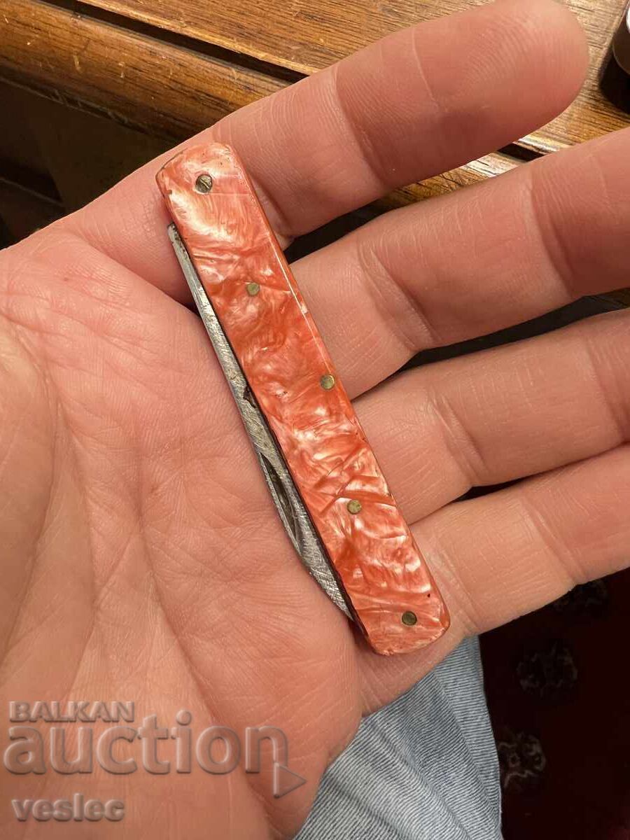 Βουλγαρικό Παλιό τσεπάκι Μαχαίρι Μαχαίρι Δρεπάνι Σφυρί Κόκκινο Μάρμαρο