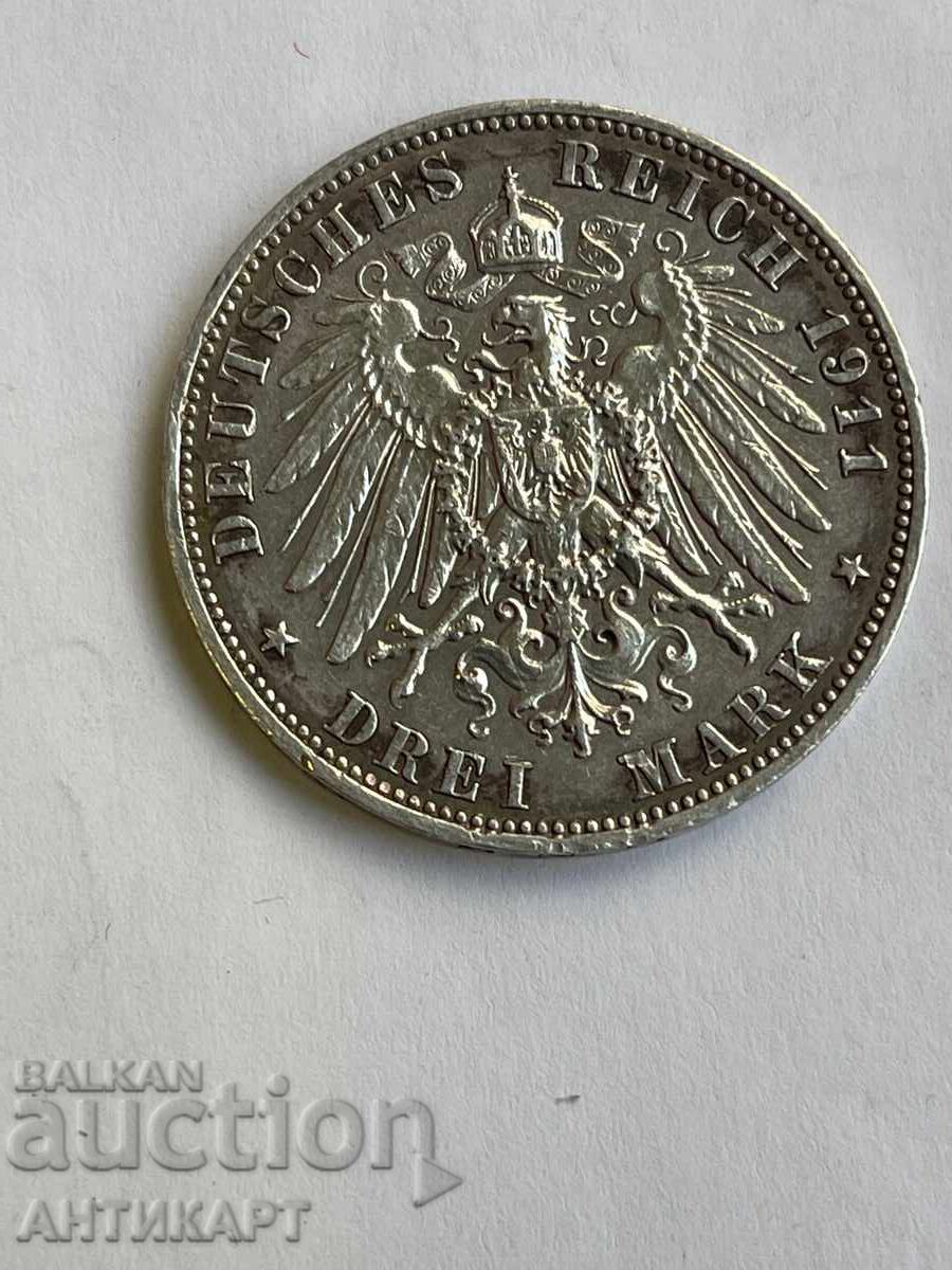 Germany Rare Silver Coin 3 Marks 1911 Saxony Silver with price 66.00 BGN | € 33.75 Germany Rare Silver Coin 3 Marks 1911 Saxony Silver with price 66.00 BGN | € 33.75
