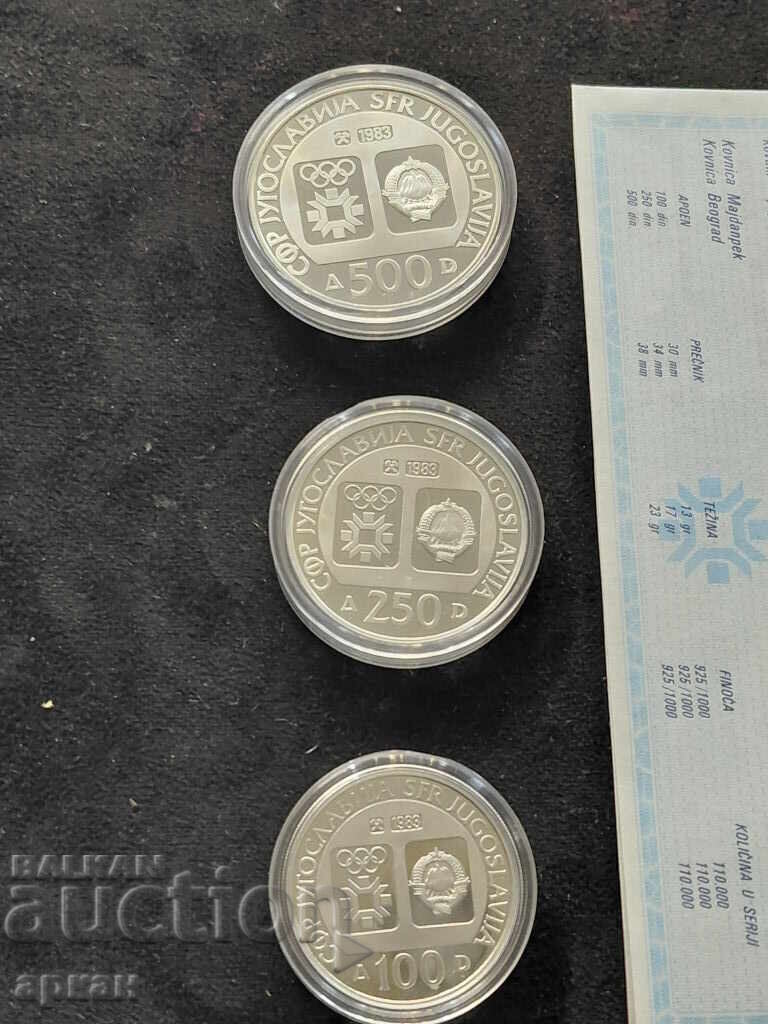 Олимпиада Сараево 1984 -лот 3 броя Сребърни монети - 5