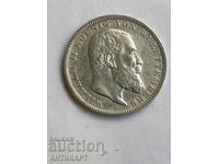 Row of silver coin 3 marks 1909 Germany Württemberg
