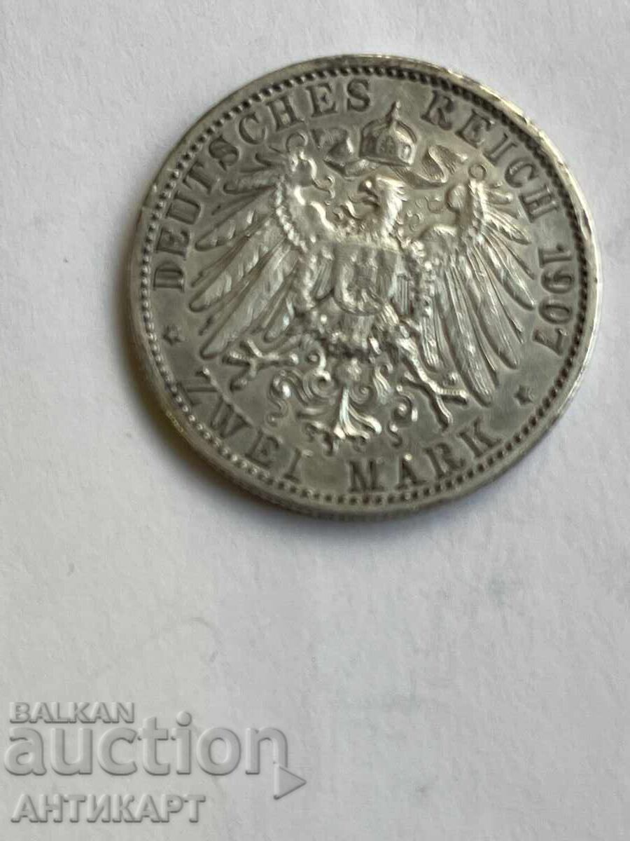 Silver Coin Row 2 Marks 1907 Germany Prussia