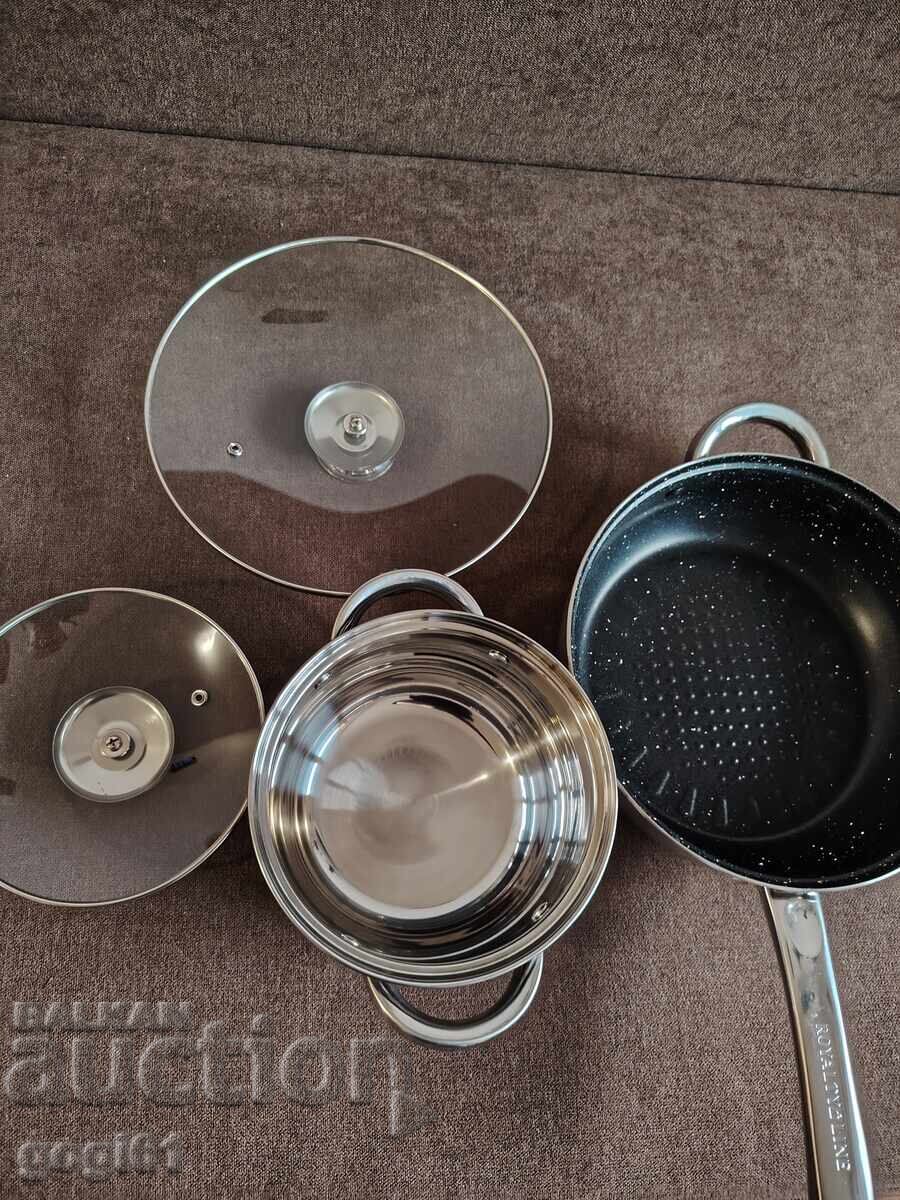 Large deep frying pan and small saucepan - NEW!