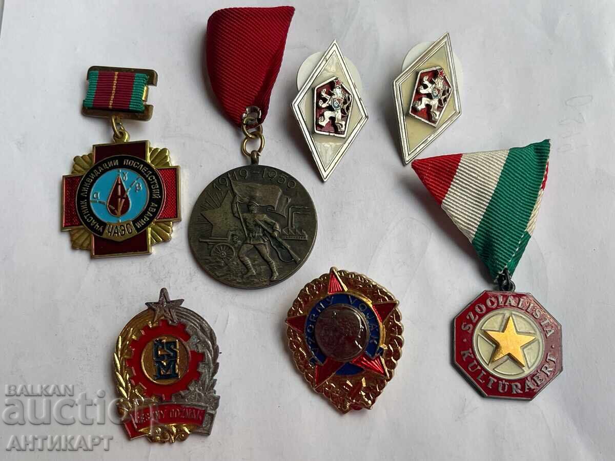 Comunism URSS Cehoslovacia Ungaria 7 bucăți medalii și insigne Comunism URSS Cehoslovacia Ungaria 7 bucăți medalii și insigne