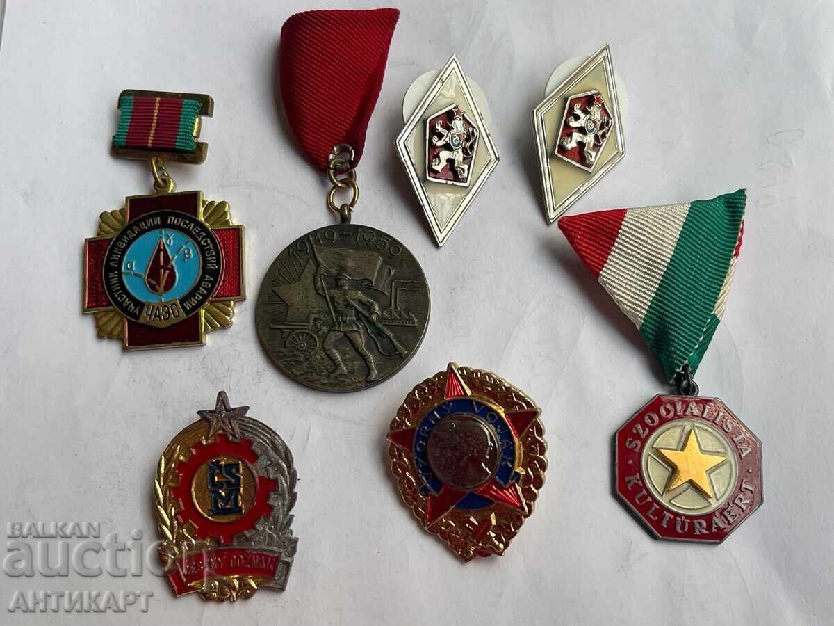 Comunism URSS Cehoslovacia Ungaria 7 bucăți medalii și insigne Comunism URSS Cehoslovacia Ungaria 7 bucăți medalii și insigne