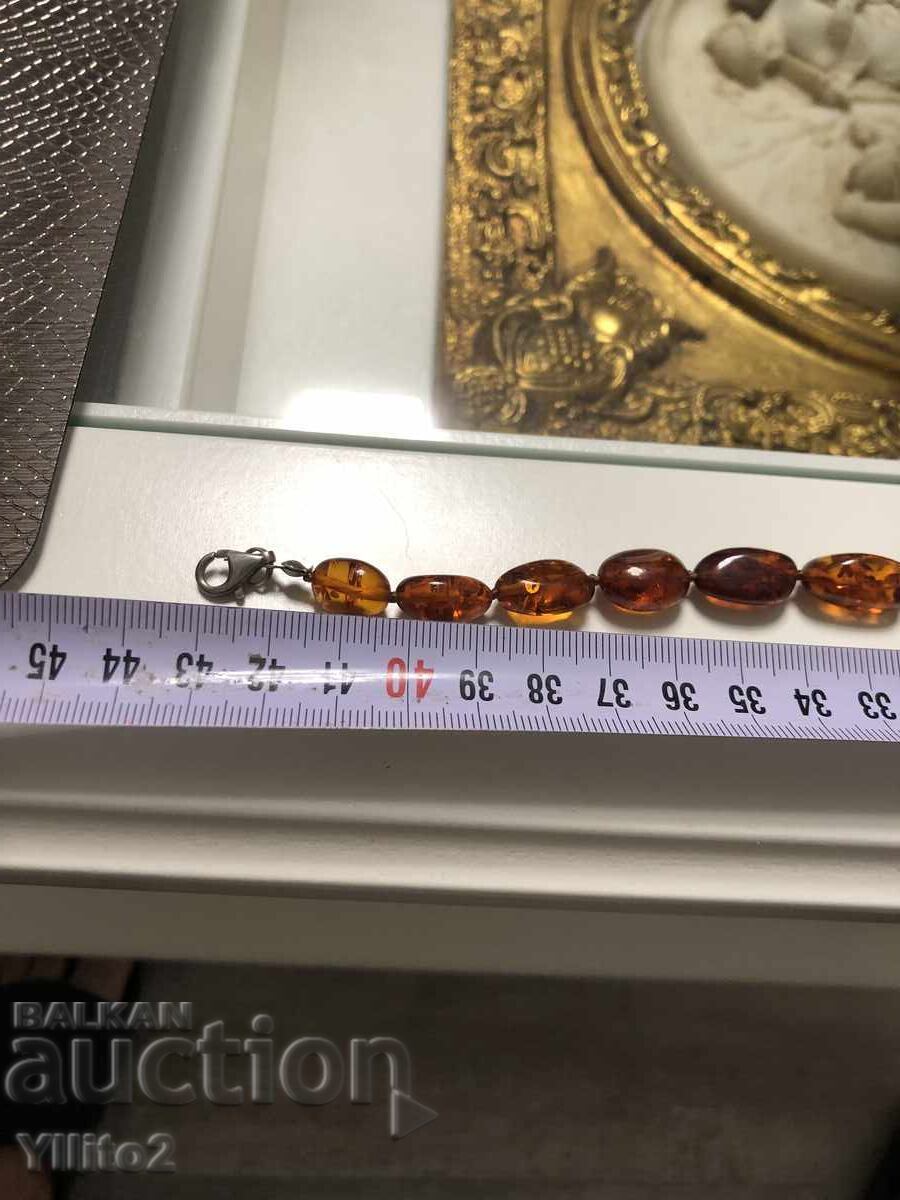 Κεχριμπαρένιο κολιέ με ασημένιο κούμπωμα - 5