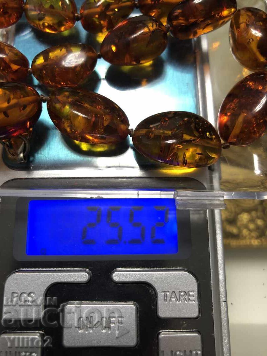 Κεχριμπαρένιο κολιέ με ασημένιο κούμπωμα - 7