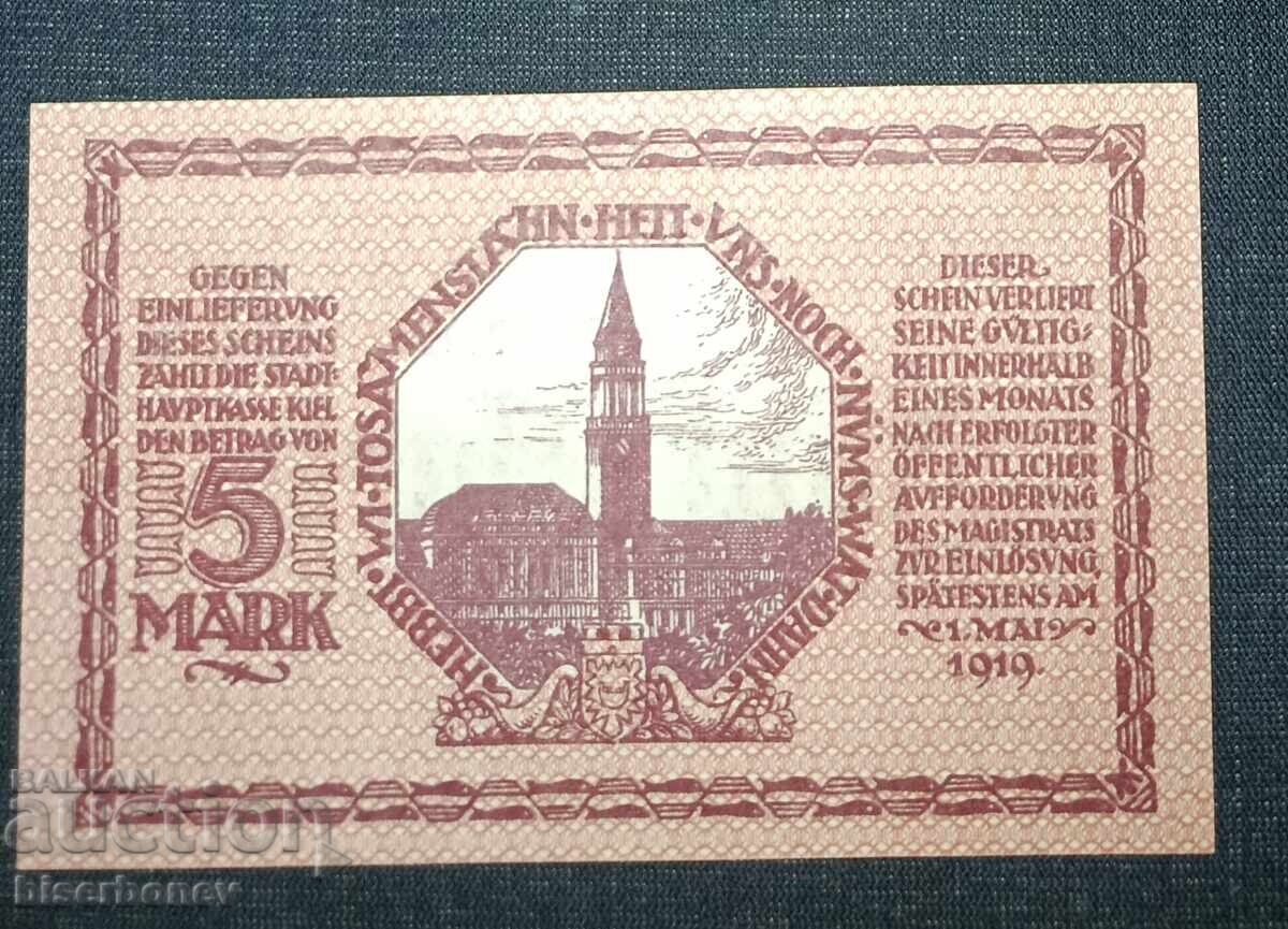 Γερμανία, Γερμανία, Κίελο 5 μάρκα, 1918, UNC με τιμή 10.00 BGN | € 5.11