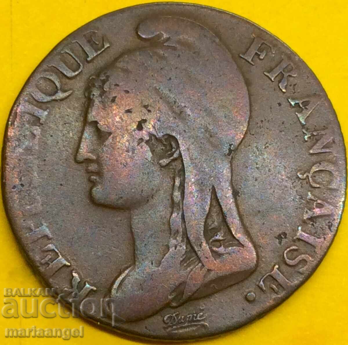 Франция 5 сантима 1795 Lan 4 Бронз - 5