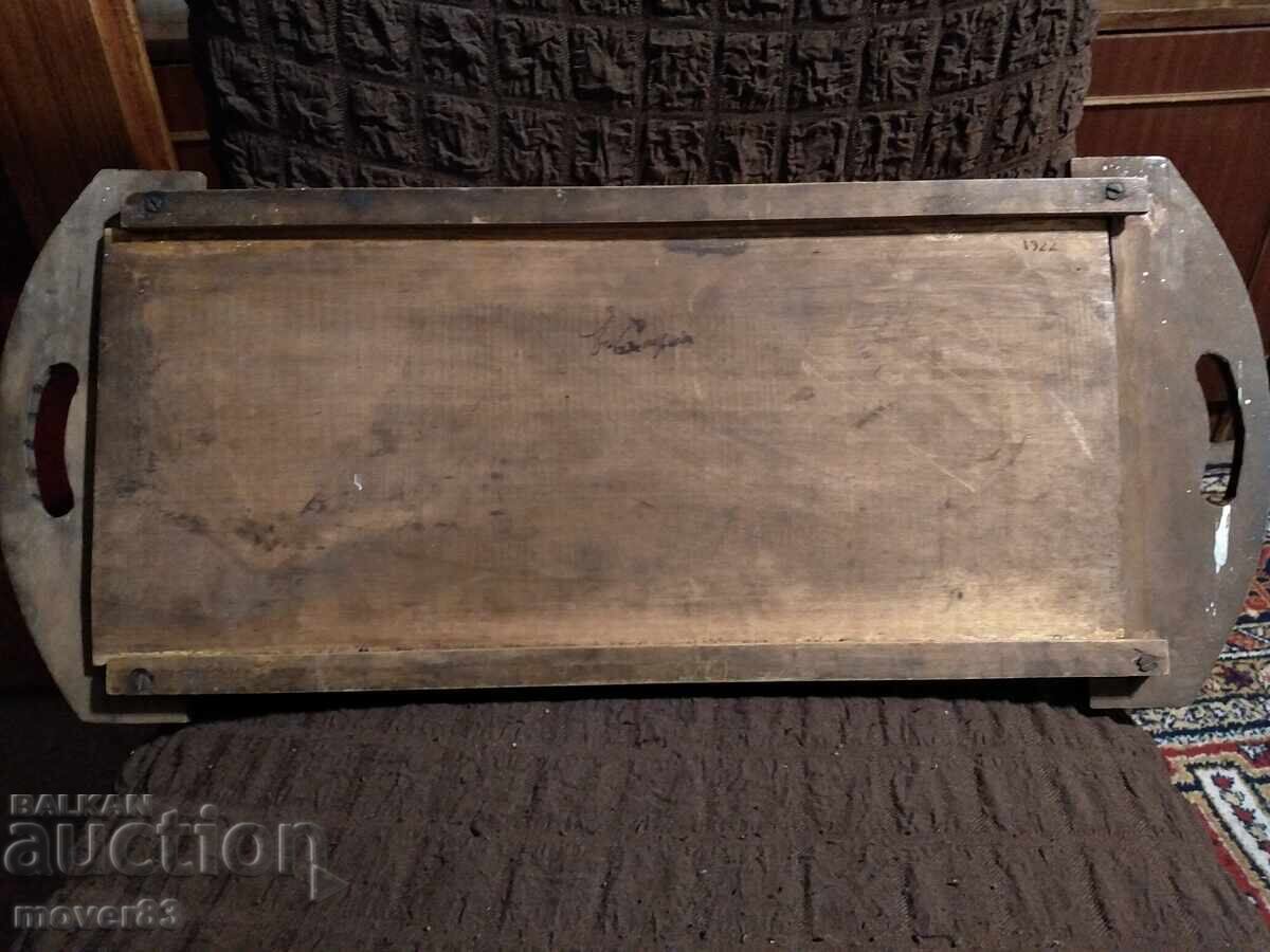 Old wooden tray. Tray. 1922 year - 5 Old wooden tray. Tray. 1922 year - 5
