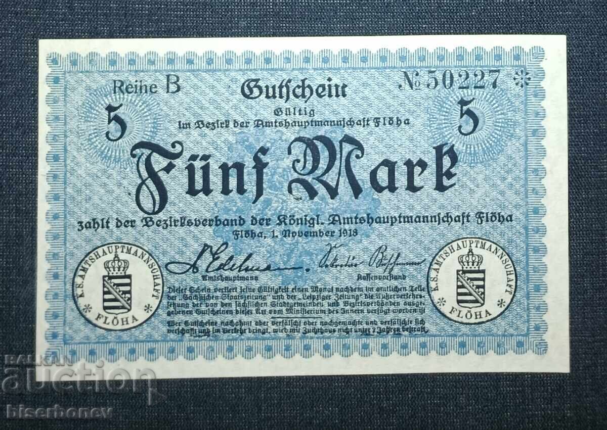Γερμανία, Γερμανία, Φλόα 5 μάρκα, 1918, UNC