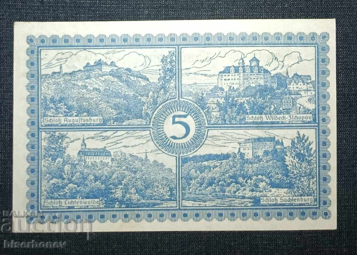 Germania, Germania, Floare 5 mărci, 1918, UNC cu preț 13.00 BGN | € 6.65