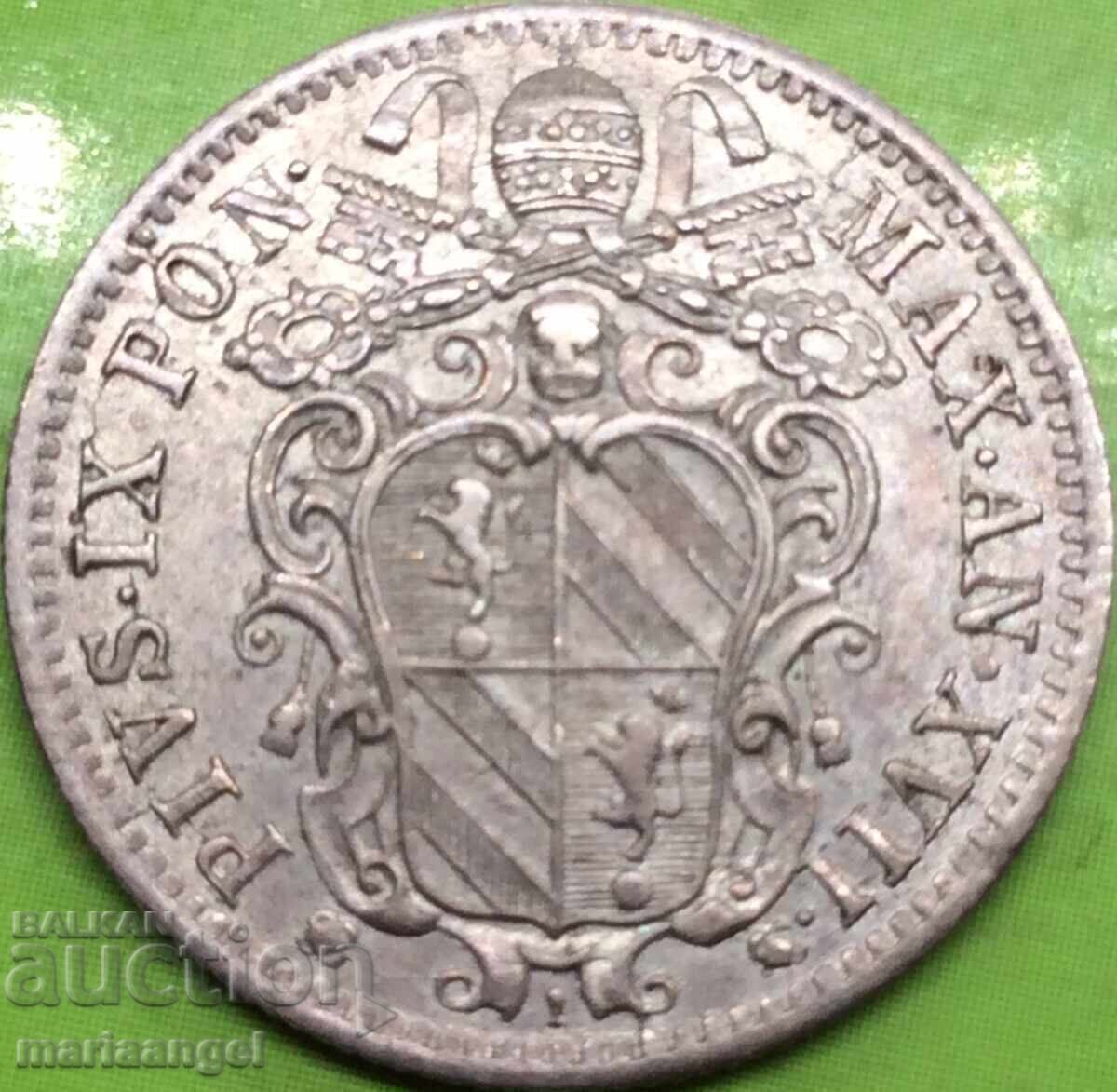 10 Baiochi 1863 Vatican R - Pope Pius IX Silver - 5 10 Baiochi 1863 Vatican R - Pope Pius IX Silver - 5