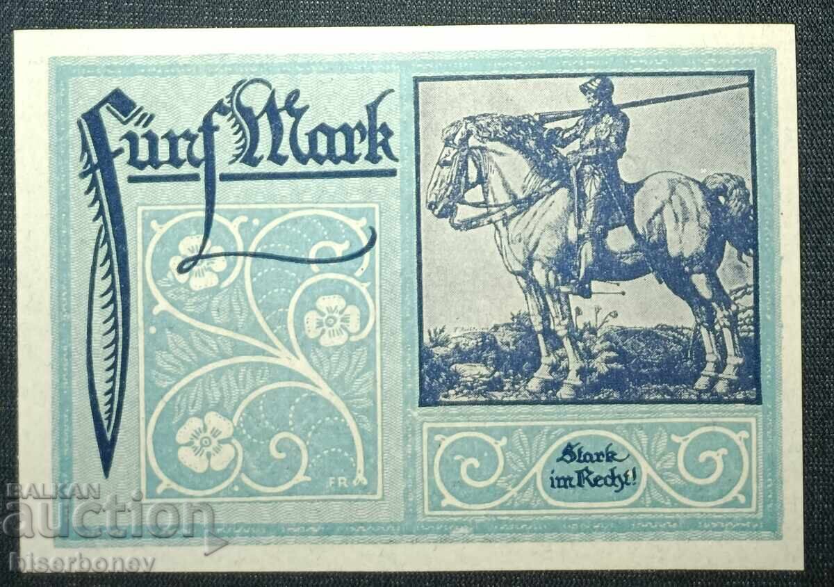 Germany, Германия, Франкфурт на Майн 5 марки ,1918 г, UNC с цена 24.00 лв. | € 12.27