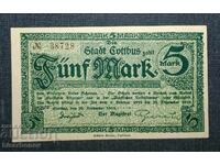 Germania, Germania, Cottbus 5 mărci, 1918, UNC