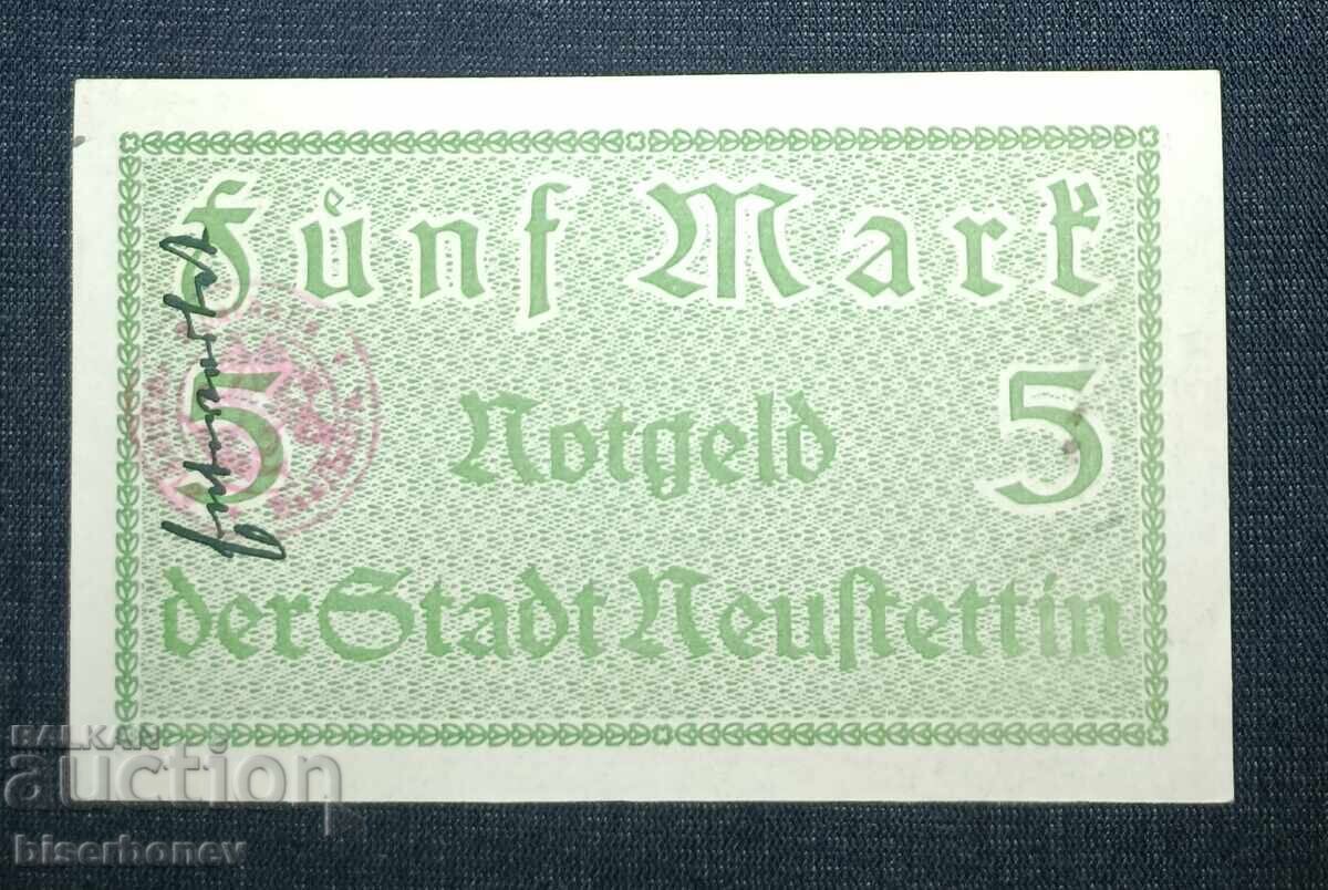 Germany, Германия, Найщетин 5 марки ,1918 г, аUNC с цена 12.00 лв. | € 6.14
