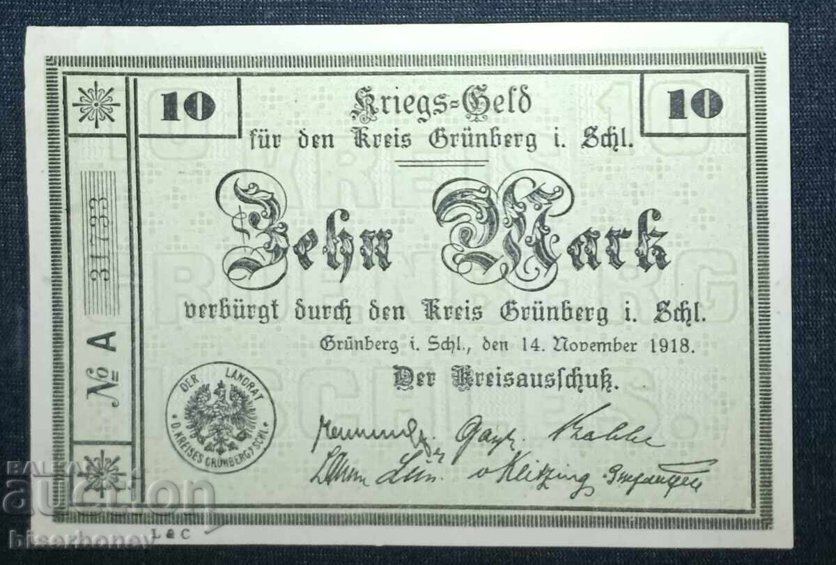 Germany, Germany, Grünberg 10 Mark, 1918, aUNC with price 12.00 BGN | € 6.14 Germany, Germany, Grünberg 10 Mark, 1918, aUNC with price 12.00 BGN | € 6.14