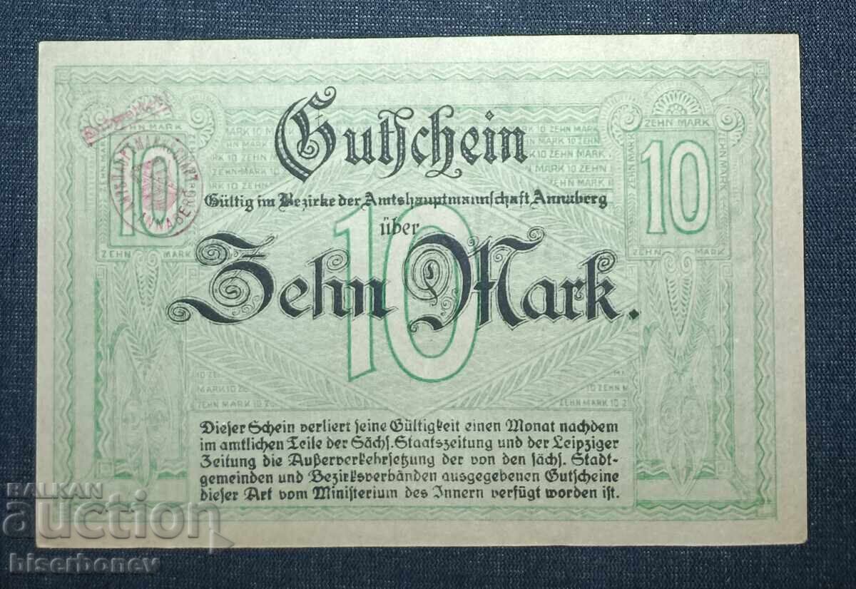 Γερμανία, Γερμανία, Άνναμπεργκ 10 μάρκα, 1918, aUNC με τιμή 13.00 BGN | € 6.65