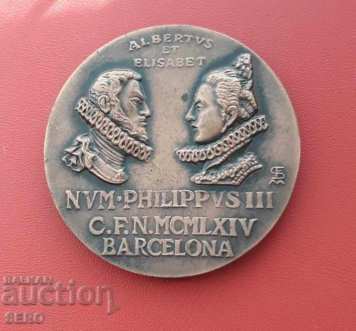 Medal - Spain - Barcelona - Albert and Elizabeth 1964