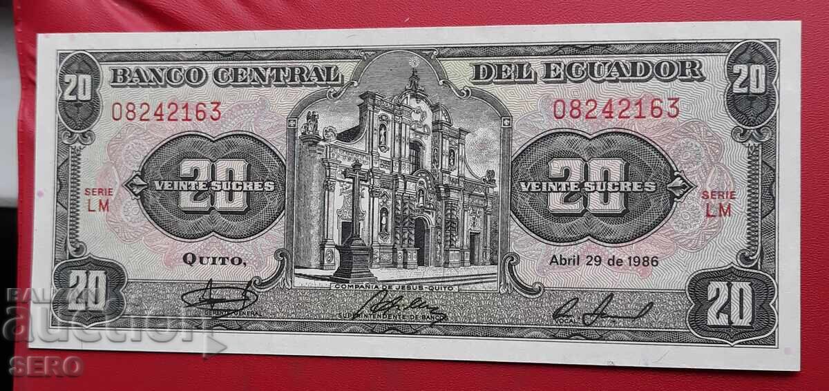 Τραπεζογραμμάτιο - Εκουαδόρ - 20 σούκρε 1986 Τραπεζογραμμάτιο - Εκουαδόρ - 20 σούκρε 1986