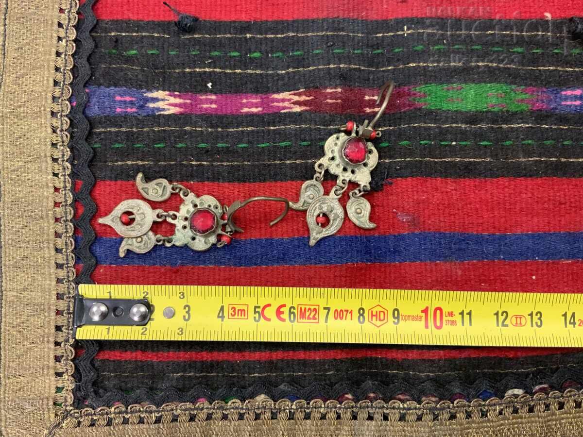 Παράδοση Αναγεννησιακά σκουλαρίκια ασημένια κομμένα κόκκινα γυαλιά