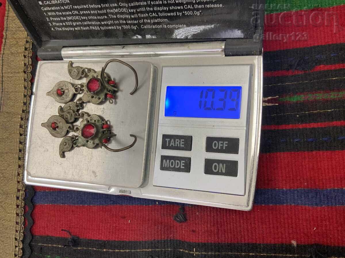 Αναγεννησιακά σκουλαρίκια ασημένια κομμένα κόκκινα γυαλιά - 5