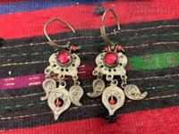 Αναγεννησιακά σκουλαρίκια ασημένια κομμένα κόκκινα γυαλιά