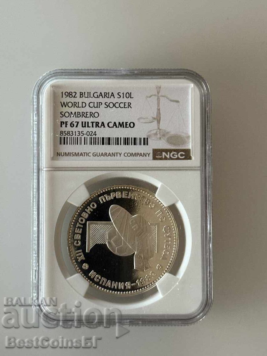 10 leva 1982 Σομπρέρο - NGC PF 67 Ultra cameo από 1 στοtinka 10 leva 1982 Σομπρέρο - NGC PF 67 Ultra cameo από 1 στοtinka