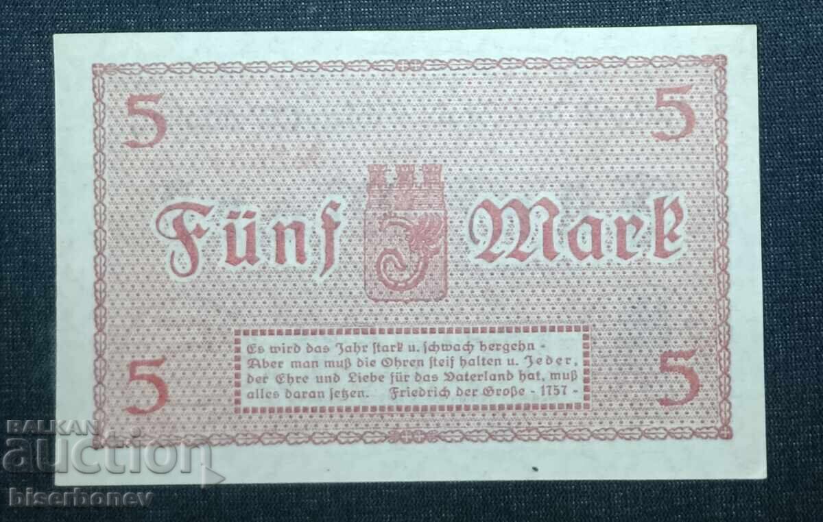 Germany, Германия, Аален 5 марки ,1918 г, UNC с цена 10.00 лв. | € 5.11 Germany, Германия, Аален 5 марки ,1918 г, UNC с цена 10.00 лв. | € 5.11