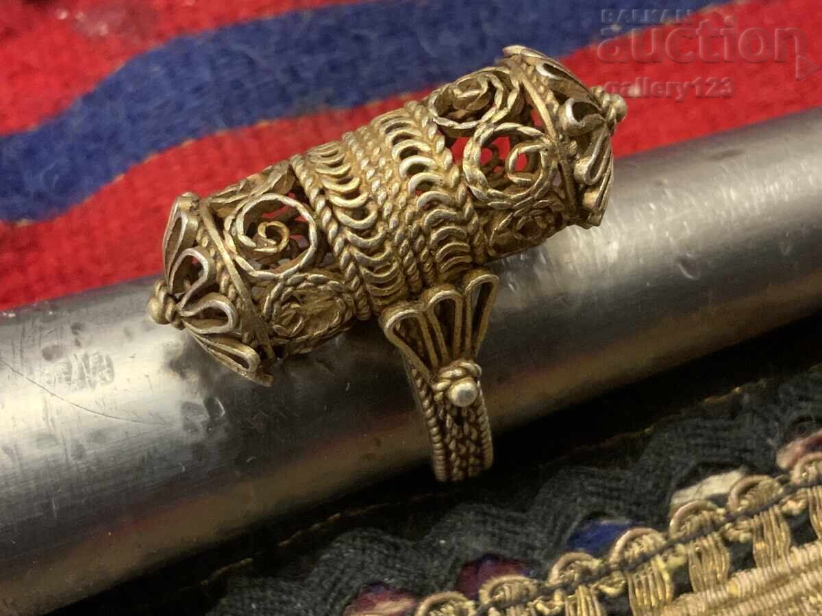 Δημοπρασία Αναγεννησιακό δαχτυλίδι ασήμι φιλιγκράν επιχρύσωμα βαρέλι