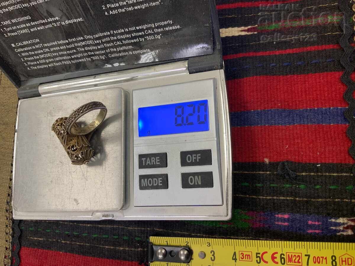 Αναγεννησιακό δαχτυλίδι ασήμι φιλιγκράν επιχρύσωμα βαρέλι - 6