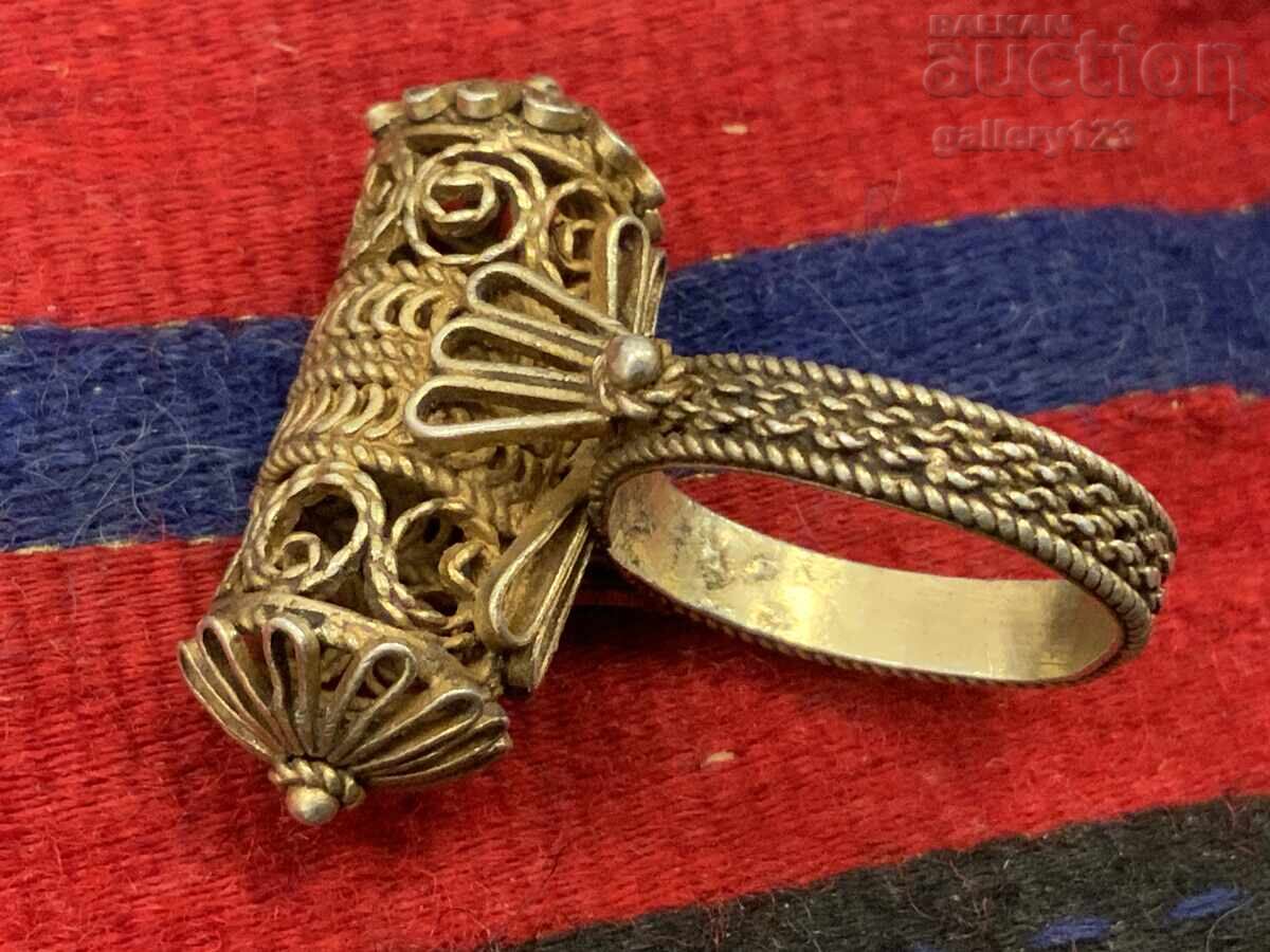 Αναγεννησιακό δαχτυλίδι ασήμι φιλιγκράν επιχρύσωμα βαρέλι